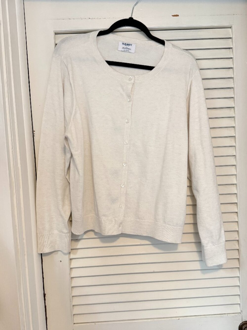 Old Navy SoSoft Lite Cropped Crew Neck Cardigan Size XXL Chalk Heather White